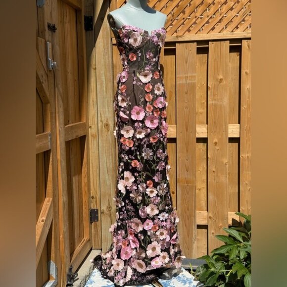 🆕 BRONX & BANCO 🧿 NWOT Jasmine Floral-Appliqued Gown, Black Multi - Sz M US 6 - Picture 5 of 15